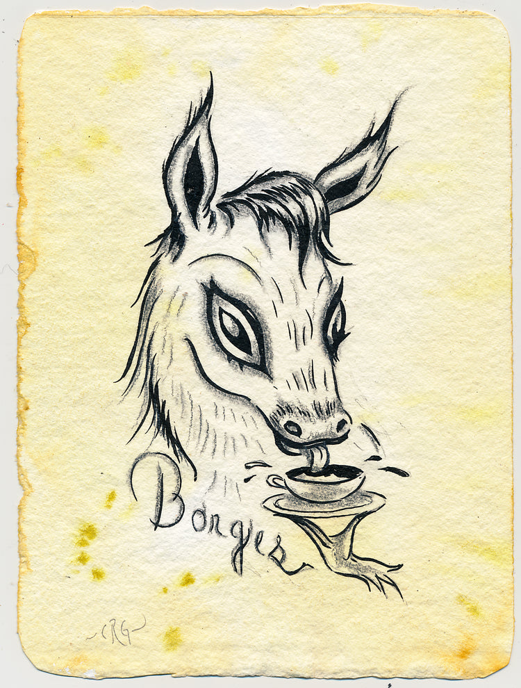 Camille Rose Garcia 'Borges Drinks Coffee'