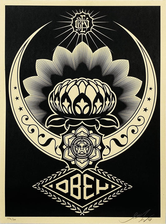 Shepard Fairey 'Lotus Ornament' in black/red