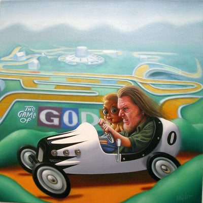Ron English "The Game of God" Oil on Canvas