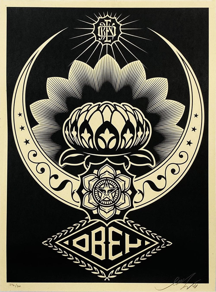 Shepard Fairey 'Lotus Ornament' in black/red
